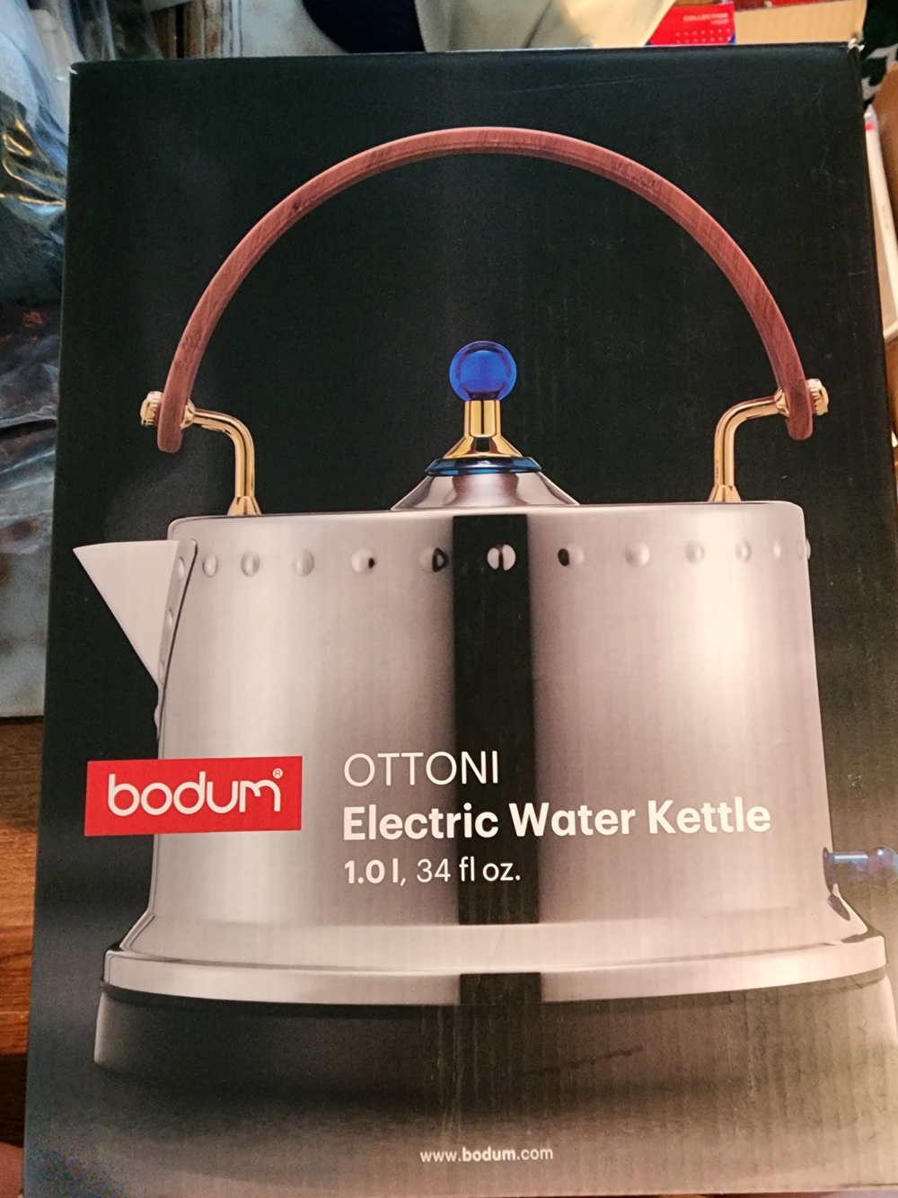 Bodum Ottoni Stainless Steel Electric Water Kettle - Silver with Wood Handle NEW